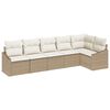 vidaXL Gar&eth;s&oacute;fa sett me&eth; p&uacute;&eth;i 6 pcs Beige og Hv&iacute;tt p&oacute;l&yacute;rattan