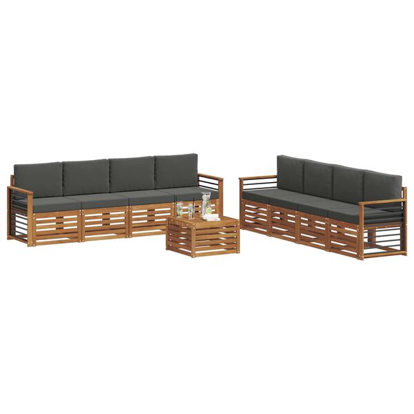 vidaXL S&oacute;fasett me&eth; p&uacute;&eth;i 9 pcs N&aacute;tt&uacute;rulegt og Antrac&iacute;t Hrein akas&iacute;utr&eacute;