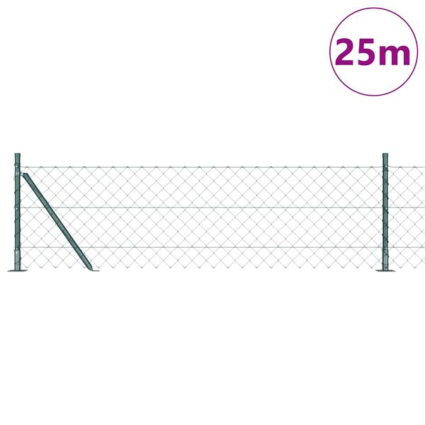vidaXL Gir&eth;ingarp&oacute;stur Gr&aelig;nn 25 x 0,6 m (60 x 60 mm net) St&aacute;l og PVC