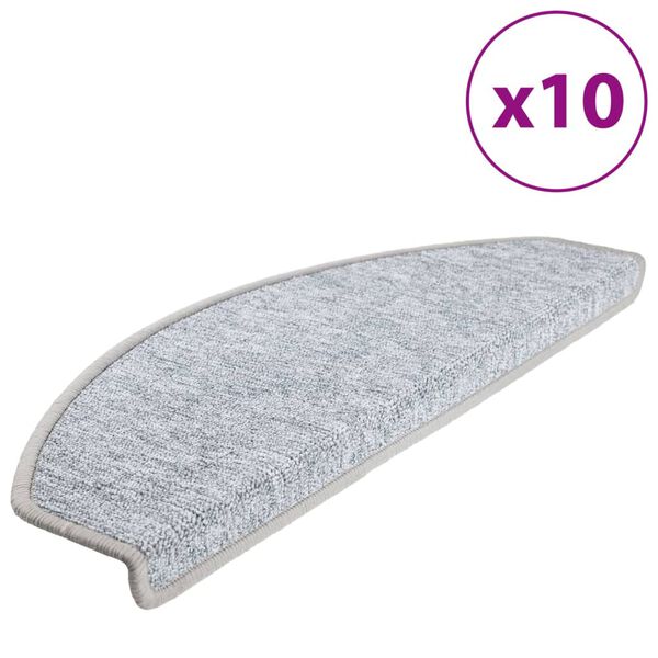 vidaXL Stigamottur 10 stk 65x24x4 cm lj&oacute;sgr&aacute;r h&aacute;lfhringlaga st&oacute;rar