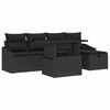 vidaXL Gar&eth;s&oacute;fa sett me&eth; p&uacute;&eth;i 6 pcs Svartur p&oacute;l&yacute;rattan