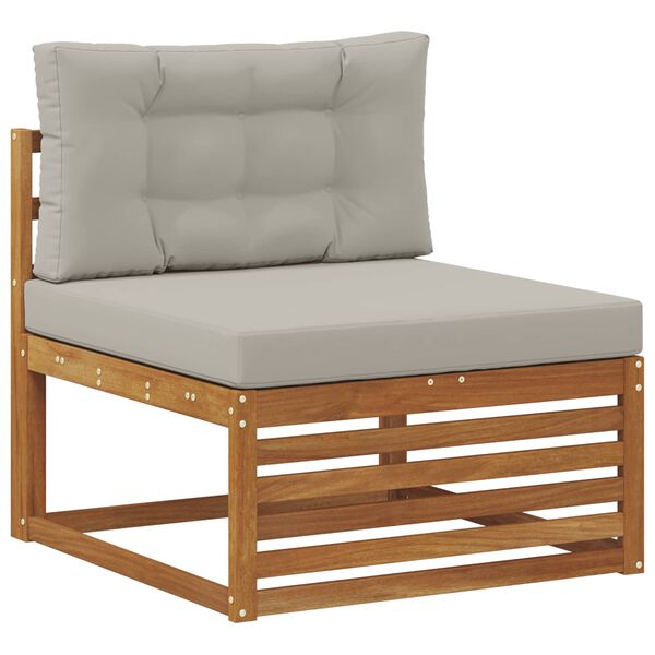 vidaXL &Uacute;ti s&oacute;fasett me&eth; p&uacute;&eth;i 4 pcs N&aacute;tt&uacute;rulegt og Lj&oacute;st Gr&aacute;tt