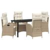 vidaXL Gar&eth;ur bor&eth;sett me&eth; p&uacute;&eth;i 5 pcs Drapplita&eth;ur p&oacute;l&yacute;rattan