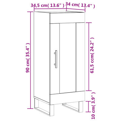 vidaXL Skenkur Reyklituð 34,5x34x90 cm Samsettur Viður