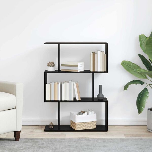 vidaXL B&oacute;kask&aacute;pur Svartur Eik 70 x 24 x 97 cm Samsettur vi&eth;ur