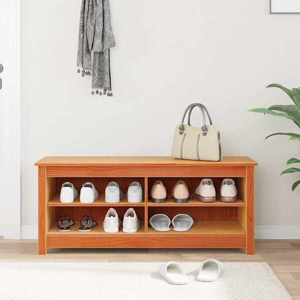 vidaXL Geymslubekkur Vaxbrúnn 110 x 38 x 45,5 cm Solid furuhikk