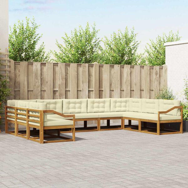 vidaXL &Uacute;ti s&oacute;fasett me&eth; p&uacute;&eth;i 9 pcs N&aacute;tt&uacute;rulegt og Krem