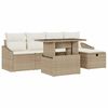 vidaXL Gar&eth;s&oacute;fa sett me&eth; p&uacute;&eth;i 6 pcs Drapplita&eth;ur Poly rattan