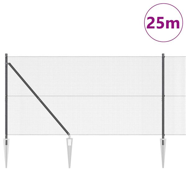 vidaXL Gir&eth;ingarp&oacute;stur Gr&aacute;r 25 x 1,4 m (12 x 12 mm net) St&aacute;l og PVC