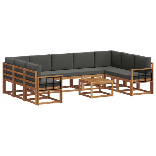 vidaXL &Uacute;ti s&oacute;fasett me&eth; p&uacute;&eth;i 10 pcs N&aacute;tt&uacute;rulegt og Antrac&iacute;t