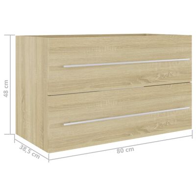 804704 vidaXL Sink Cabinet Sonoma Oak 80x38,5x48 cm Chipboard