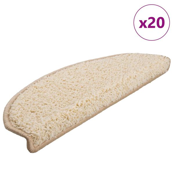 vidaXL Stigamottur 20 stk 65x21x4 cm kremlita&eth;ar h&aacute;lfhringlaga st&oacute;rar