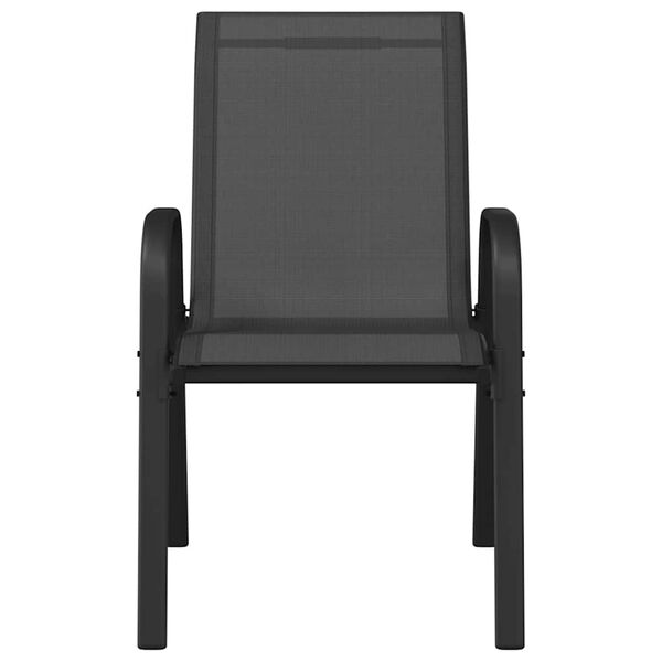 vidaXL Staflanlegir Gar&eth;st&oacute;lar 2 stk. Svart Text&iacute;lene