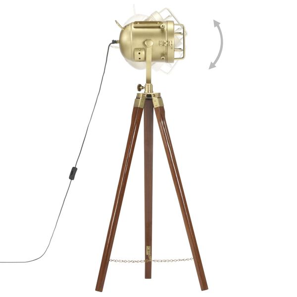 vidaXL Gólflampi á Þrífæti Gegnheill Mangóviður 97 cm