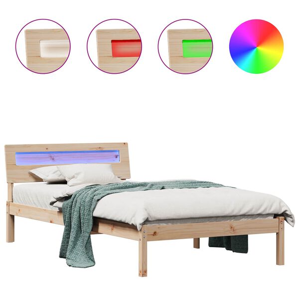 vidaXL Ramsv&iacute;k me&eth; h&ouml;fu&eth;gafl Br&uacute;nn 90 x 190 cm Solid furuhikk