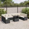 vidaXL Gar&eth;s&oacute;fa sett me&eth; p&uacute;&eth;i me&eth; geymslu 11 pcs Svartur Poly rattan