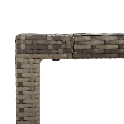 vidaXL Garðborð með Glerplötu Grátt 90x90x75 cm Pólýrattan