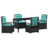 vidaXL Gar&eth;ur bor&eth;sett 5 pcs Svartur p&oacute;l&yacute;rattan