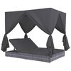 vida XL &Uacute;ti S&oacute;lbekkur me&eth; gard&iacute;num Polyrattan Gr&aacute;tt