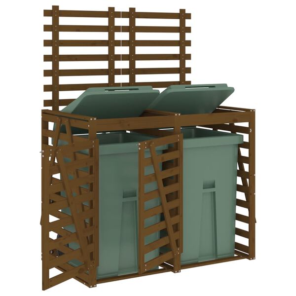 vidaXL Tv&ouml;f&ouml;ld Geymsla fyrir Ruslatunnur Lj&oacute;sbr&uacute;n Gegnheil Fura