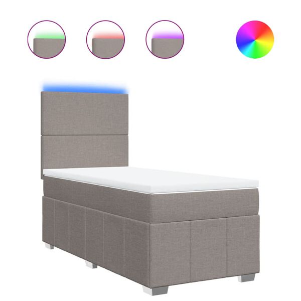 vidaXL H&oacute;lfa&eth; Springr&uacute;m me&eth; D&yacute;nu Br&uacute;ngr&aacute;tt 90x190 cm Tauefni