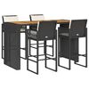 vidaXL 5 stykki gar&eth;barasett me&eth; p&uacute;&eth;um Svartur P&oacute;l&yacute;rattan Akas&iacute;uvi&eth;ur