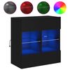 vidaXL Veggfestur Sj&oacute;nvarpssk&aacute;pur me&eth; LED lj&oacute;sum Svartur58,5x30x60,5cm