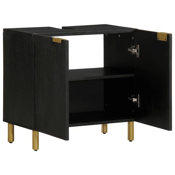 vidaXL Ba&eth;herbergissk&aacute;pur Svartur 62x33x58 cm Samsettur Vi&eth;ur