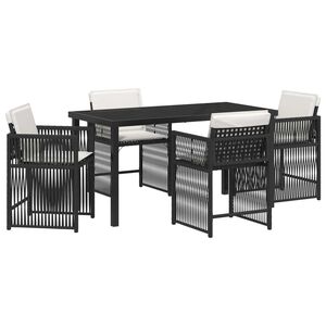 vidaXL Gar&eth;ur bor&eth;sett 5 pcs Svartur p&oacute;l&yacute;rattan