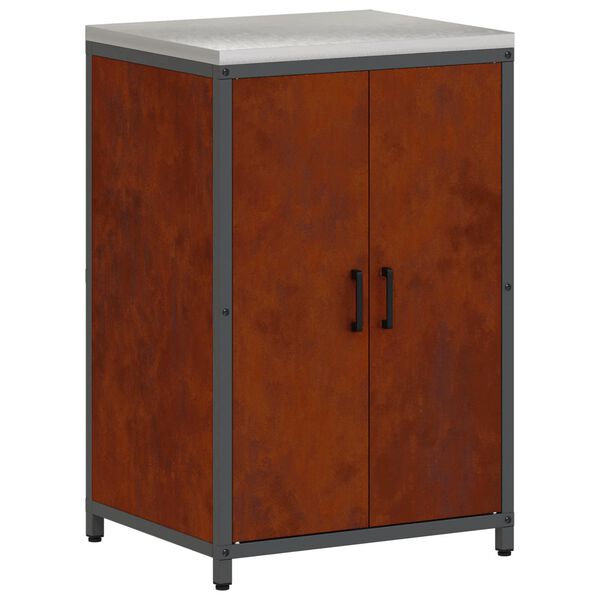 vidaXL Eldh&uacute;s geymsla me&eth; hillu me&eth; geymslu Rusty 60 x 50 x 92 cm St&aacute;l