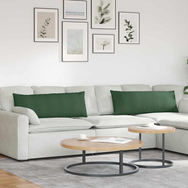 vidaXL S&oacute;fap&uacute;&eth;ar 2 pcs D&ouml;kkgr&aelig;n 120 x 40 cm Korduroy efni