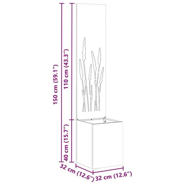 vidaXL Gar&eth;s b&uacute;na&eth; skj&aacute;r &Uacute;tskur&eth;ur Rusty 32 x 140 cm Ve&eth;ra&eth; st&aacute;l