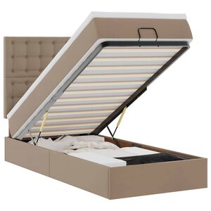 vidaXL Ottoman r&uacute;mgrind me&eth; d&yacute;nu Cappucino 90x190cm gervi le&eth;ur