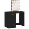 vidaXL Snyrtibor&eth; me&eth; LED Lj&oacute;sum Svart 90x42x132,5 cm