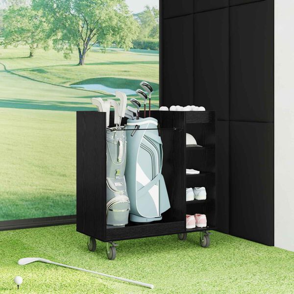 vidaXL Golf sk&aacute;pur me&eth; hj&oacute;l Einlita Svartur Eik 90 x 45 x 98 cm