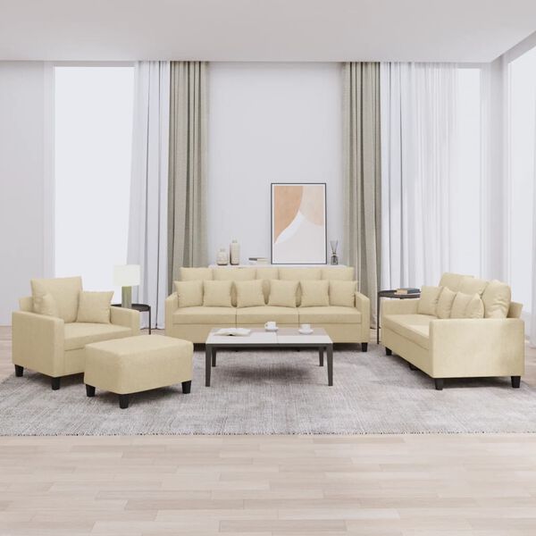 vidaXL 4 Parta S&oacute;fasett me&eth; Sessum Rj&oacute;mahv&iacute;tt Efnis&aacute;kl&aelig;&eth;i