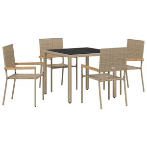 vidaXL Gar&eth;ur bor&eth;sett 5 pcs Drapplita&eth;ur p&oacute;l&yacute;rattan