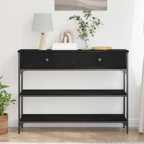 vidaXL Veggbor&eth; me&eth; hillu Svartur Eik 100 x 25 x 75 cm Samsettur vi&eth;ur