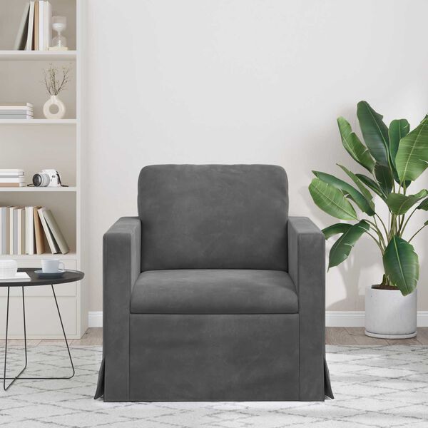 vidaXL S&oacute;fi D&ouml;kk gr&aacute; 78 x 78 x 80 cm Flauel