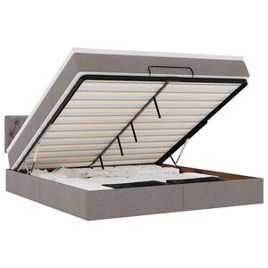 vidaXL Ottoman R&uacute;m me&eth; D&yacute;nu & LED Taupe 160x200cm Efni