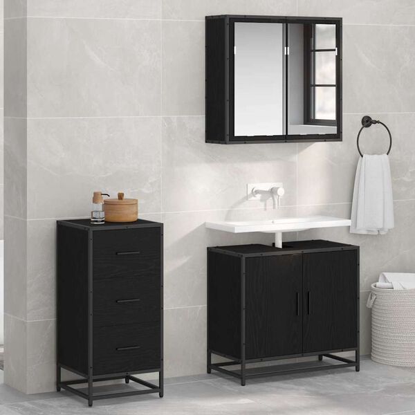 vidaXL Vi&eth;beinteyfla Svartur Eik 35.5 x 35 x 76 sm