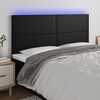 vidaXL LED höfuðgafl Svart 160x5x118/128 cm Leðurlíki