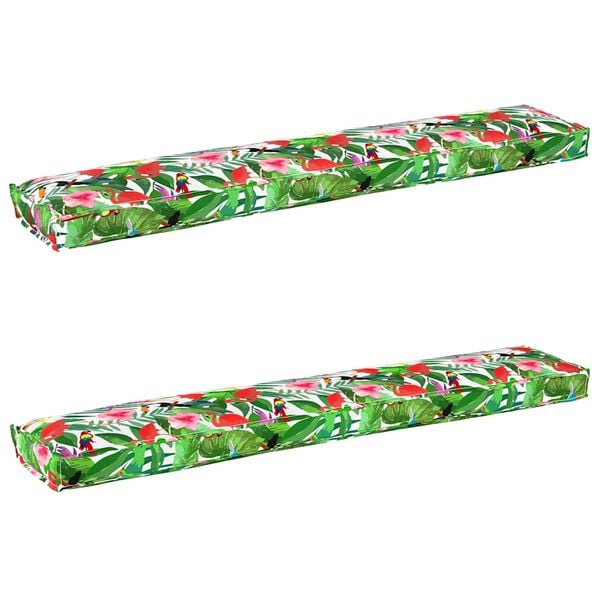 vidaXL Púðasett á pall Blóm 2 pcs Tropískur frumskógur 200 x 40 x 8 cm