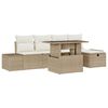 vidaXL Gar&eth;s&oacute;fa sett 6 pcs Drapplita&eth;ur p&oacute;l&yacute;rattan
