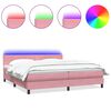 vidaXL H&oacute;lfa&eth; Springr&uacute;m me&eth; D&yacute;nu og LED Bleik 180x210 cm Flauel