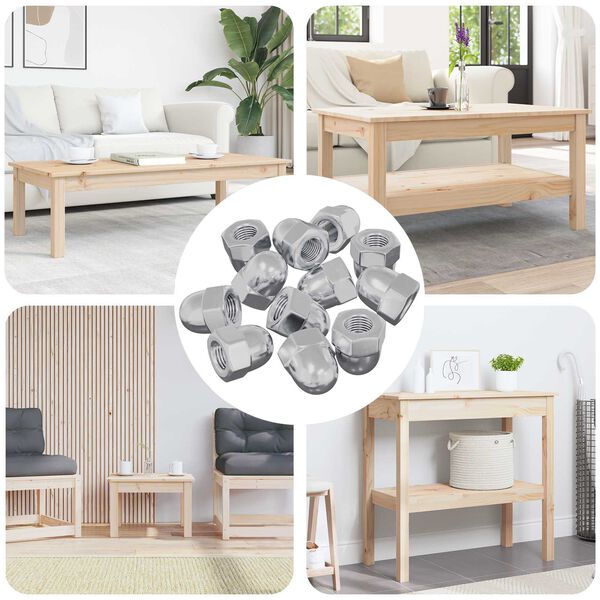 vidaXL Eikarn&ouml;t 12 pcs Silfur M6 x 10 mm J&aacute;rn