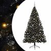 vidaXL Gervi fyrirfram l&yacute;stum j&oacute;latr&eacute; me&eth; 300 LED Svartur 240 cm PVC