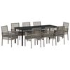 vidaXL Gar&eth;ur bor&eth;sett me&eth; p&uacute;&eth;i 9 pcs Gr&aacute;r p&oacute;l&yacute;rattan