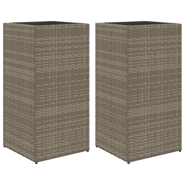vidaXL Gr&oacute;&eth;urker 2 stk Gr&aacute;tt 40x40x80 cm P&oacute;l&yacute;rattan