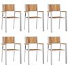 vidaXL Gar&eth;st&oacute;ll 6 pcs Br&uacute;nn 56 x 54,5 x 87 cm Hrein akas&iacute;utr&eacute;